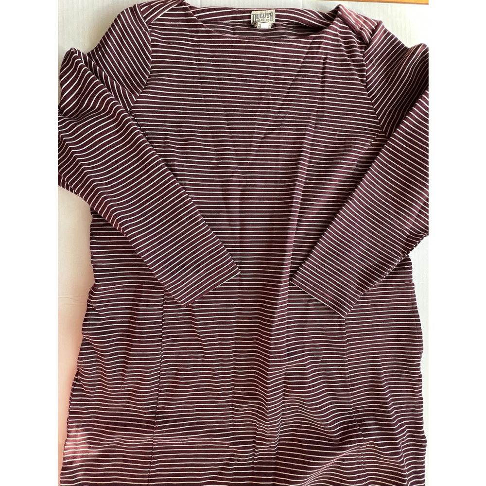 Duluth Trading Co. Dress Women's 1X Maroon Ponte Pro Striped Knee Length Pockets